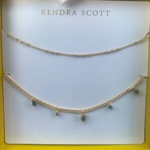 NWT Kendra Scott Gold and Green Necklace Set